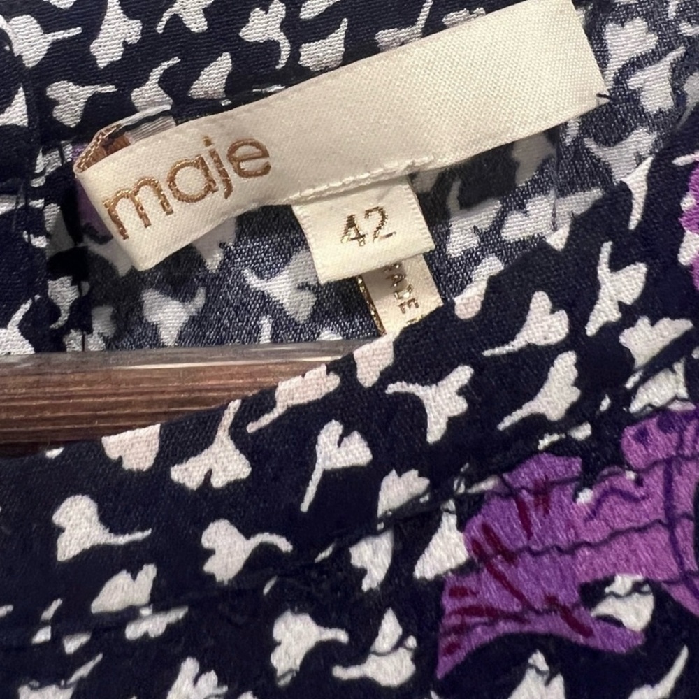Maje Paris Pansy Crepe Smocked Sleeveless Mini Dress Women's EU 42 US L NWOT - Picture 9 of 16